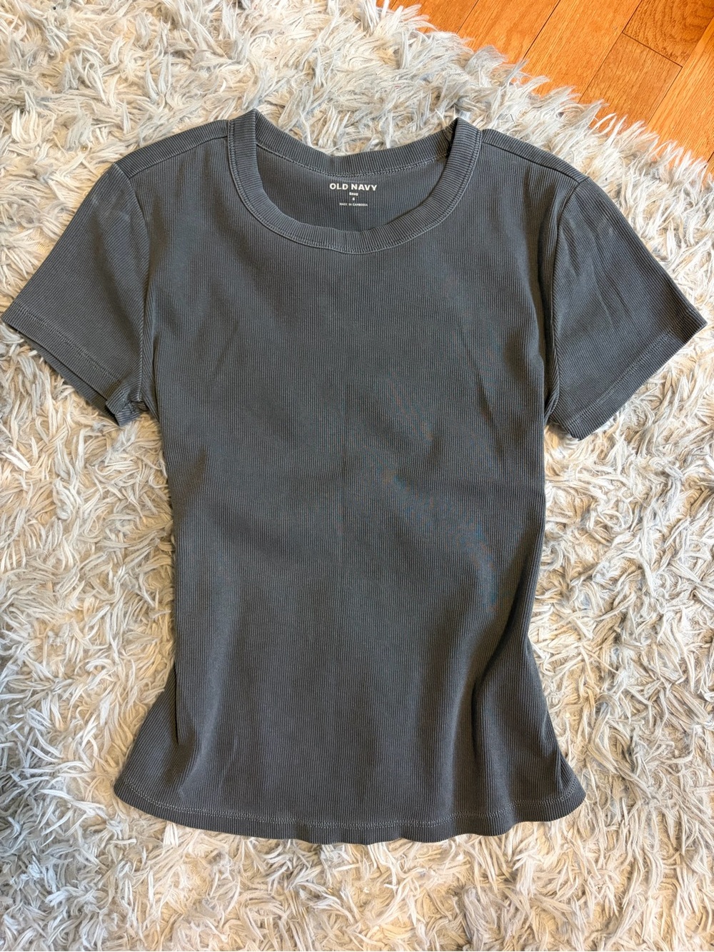 Old Navy Women's Short Sleeve Ribbed Tee - Charcoal